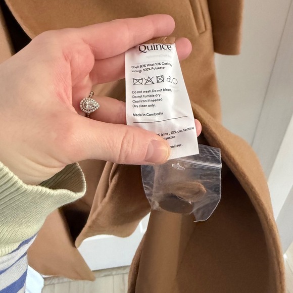 Quince Wool Cashmere Classic Single-Breasted Coat Caramel Tan Small NWT - Picture 3 of 6